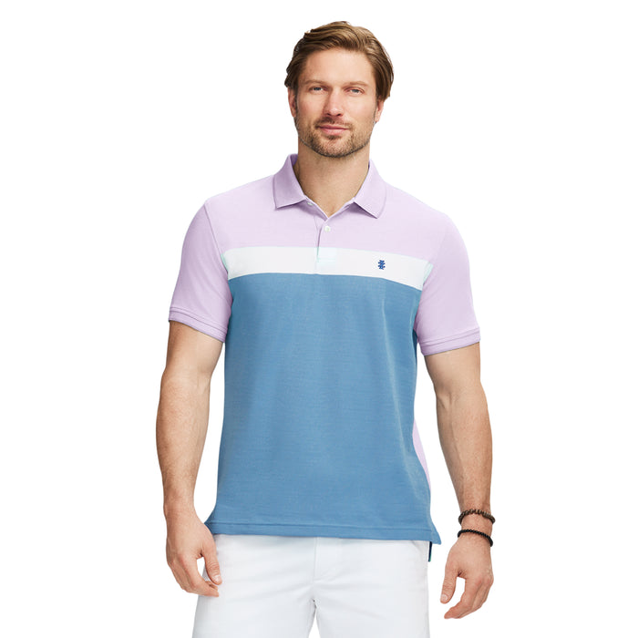 izod ADVANTAGE PERFORMANCE SHORT SLEEVE STRIPE POLO - VIOLA