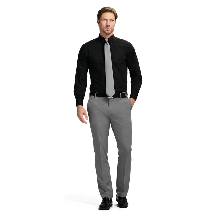 Izod ALL-OVER STRETCH BUTTON-DOWN DRESS SHIRT (BUTTON DOWN COLLAR) - BLACK