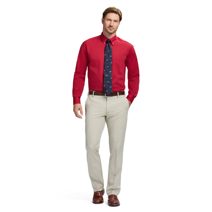 Izod ALL-OVER STRETCH BUTTON-DOWN DRESS SHIRT (BUTTON DOWN COLLAR) - CRIMSON