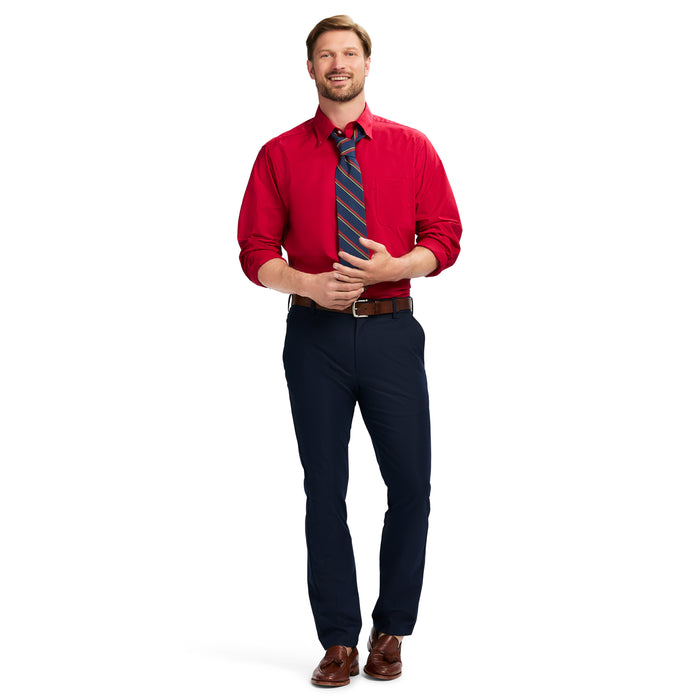 Izod ALL-OVER STRETCH BUTTON-DOWN DRESS SHIRT (BUTTON DOWN COLLAR) - CRIMSON