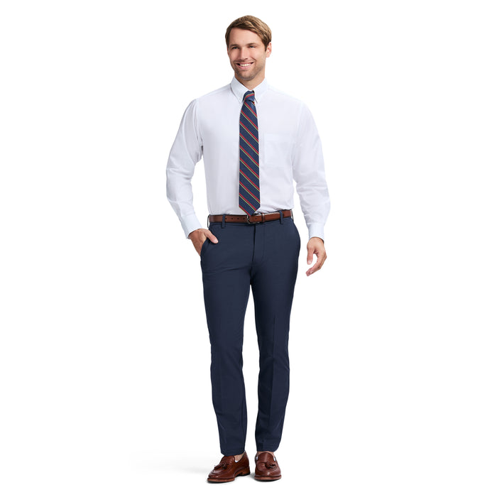 Izod ALL-OVER STRETCH BUTTON-DOWN DRESS SHIRT (BUTTON DOWN COLLAR) - WHITE