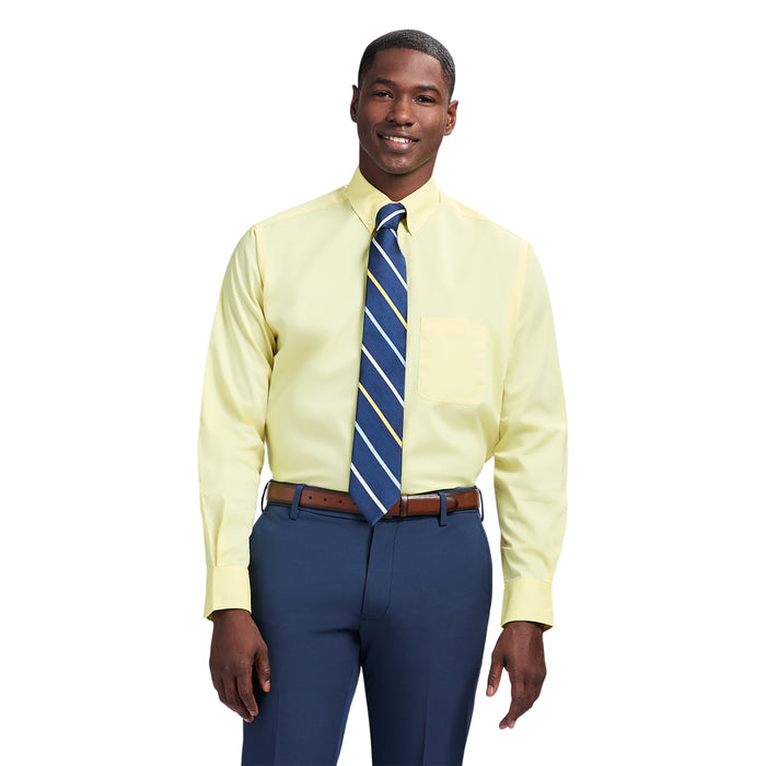 izod ALL-OVER STRETCH BUTTON-DOWN DRESS SHIRT (BUTTON DOWN COLLAR) - YELLOW