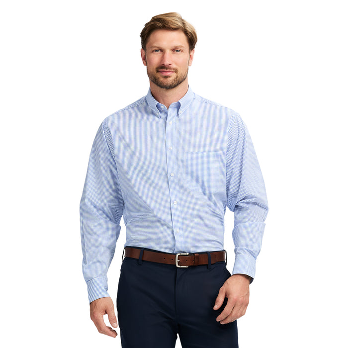 Izod ALL-OVER STRETCH BUTTON-DOWN DRESS SHIRT (BUTTON DOWN COLLAR) - BLUE
