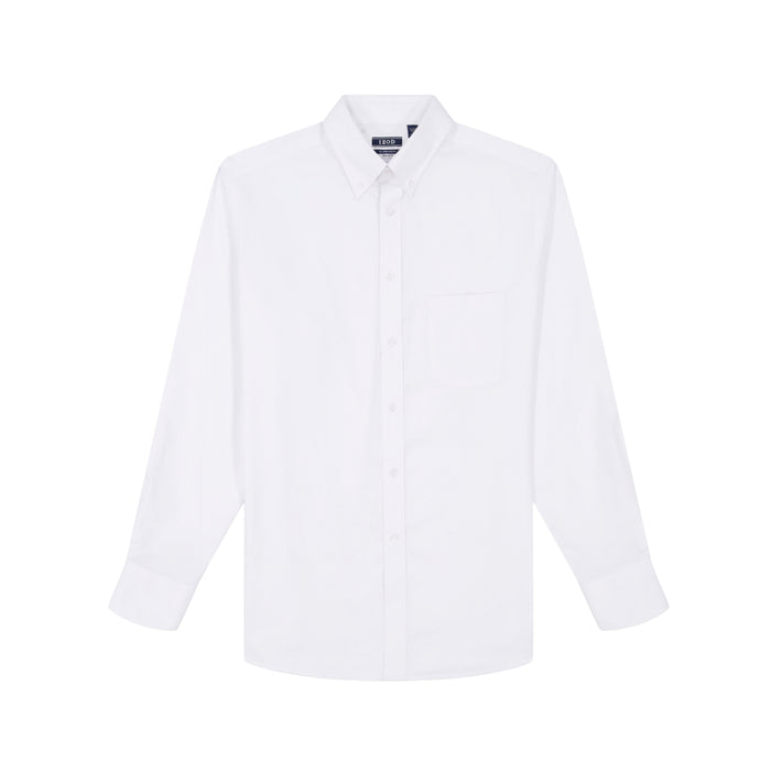 Izod ALL-OVER STRETCH BUTTON-DOWN DRESS SHIRT (BUTTON DOWN COLLAR) - WHITE
