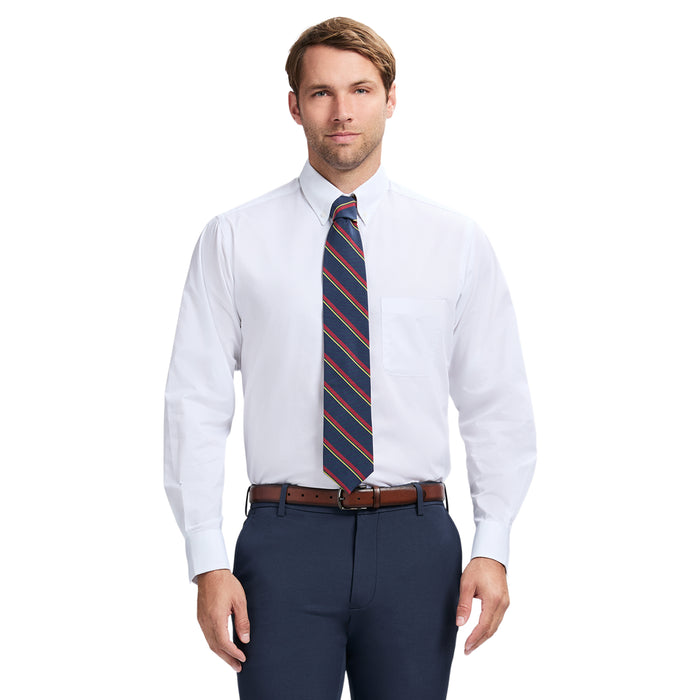 izod ALL-OVER STRETCH BUTTON-DOWN DRESS SHIRT (BUTTON DOWN COLLAR) - WHITE