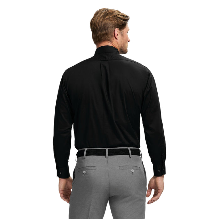 Izod ALL-OVER STRETCH BUTTON-DOWN DRESS SHIRT (BUTTON DOWN COLLAR) - BLACK