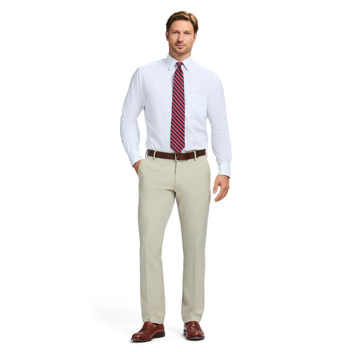 Izod ALL-OVER STRETCH BUTTON-DOWN DRESS SHIRT (SPREAD COLLAR) - WHITE