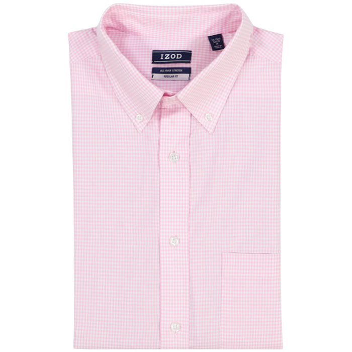 Izod ALL OVER STRETCH PLAID BUTTON DOWN DRESS SHIRT (BUTTON DOWN COLLAR) - LILAC SACHET