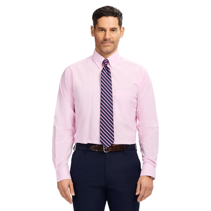 izod ALL OVER STRETCH PLAID BUTTON DOWN DRESS SHIRT (BUTTON DOWN COLLAR) - LILAC SACHET