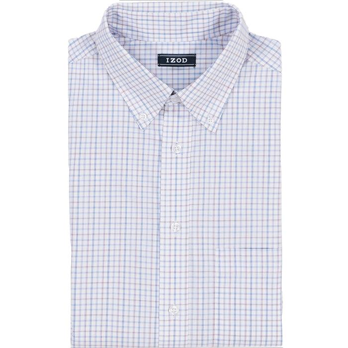 Izod ALL OVER STRETCH PLAID BUTTON DOWN DRESS SHIRT (BUTTON DOWN COLLAR) - PHLOX PINK