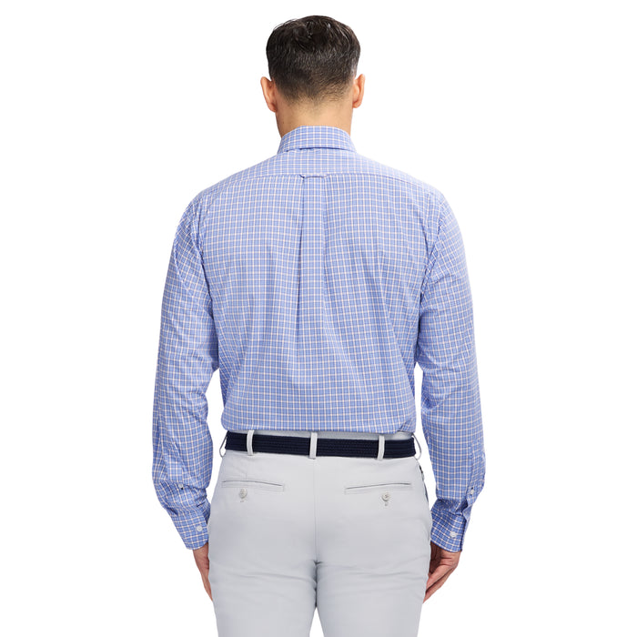 Izod ALL OVER STRETCH PLAID BUTTON DOWN DRESS SHIRT - GRAPE MIST