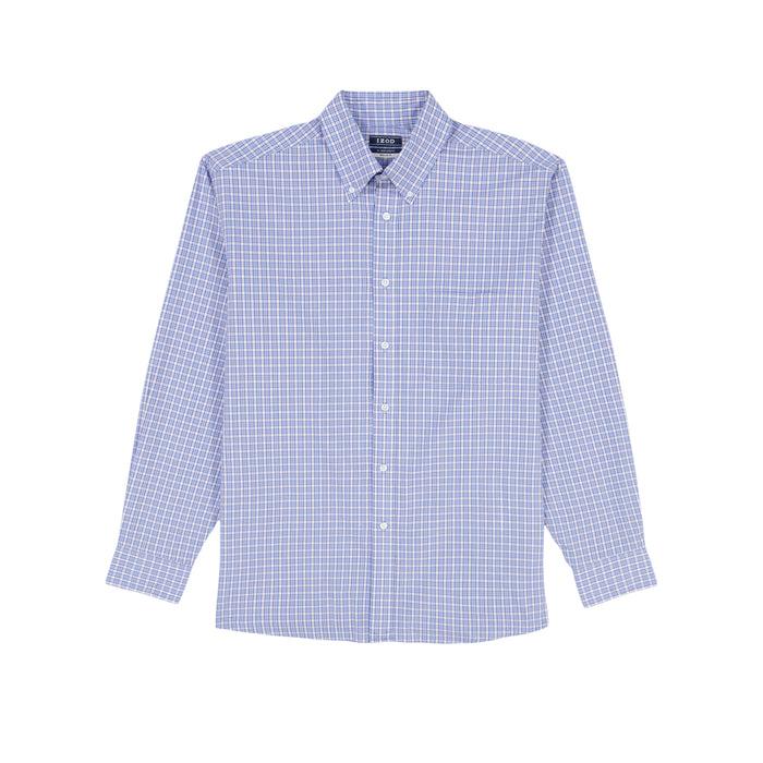 Izod ALL OVER STRETCH PLAID BUTTON DOWN DRESS SHIRT - GRAPE MIST