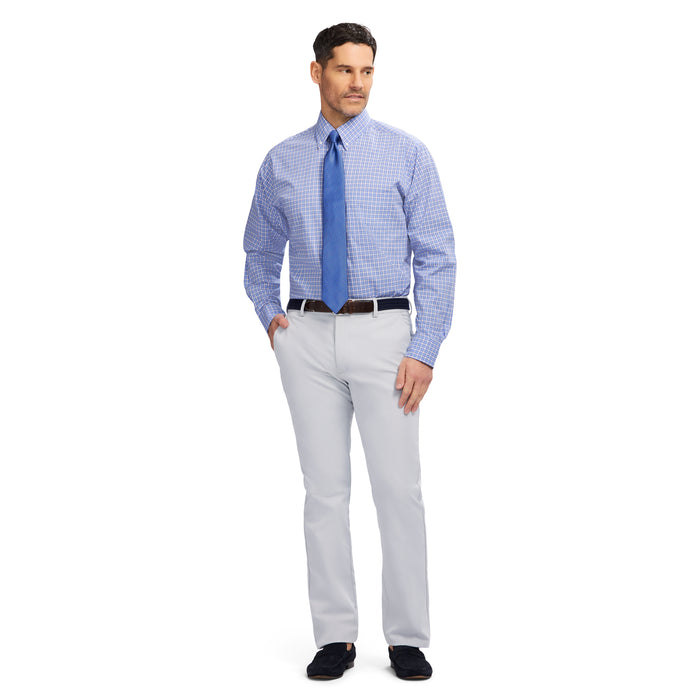 Izod ALL OVER STRETCH PLAID BUTTON DOWN DRESS SHIRT - GRAPE MIST