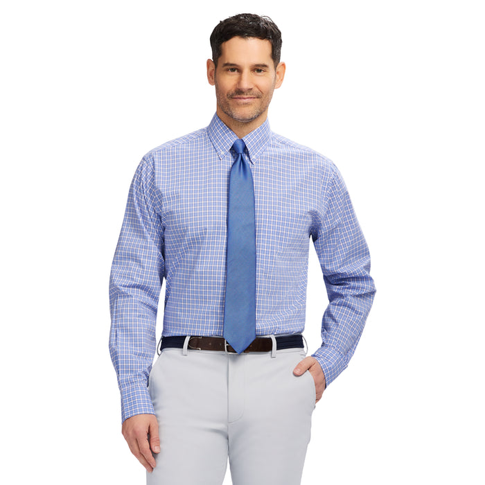 izod ALL OVER STRETCH PLAID BUTTON DOWN DRESS SHIRT - GRAPE MIST