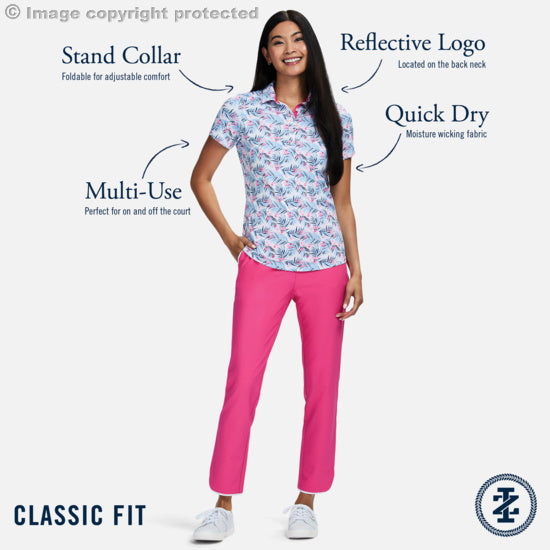 Izod ALLY PERFORMANCE STRETCH COLLARED SHORT SLEEVE POLO - BRIGHT WHITE