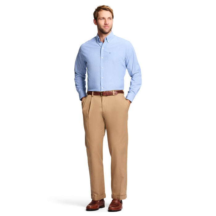 Izod AMERICAN CHINO DOUBLE PLEATED PANT - ENGLISH KHAKI