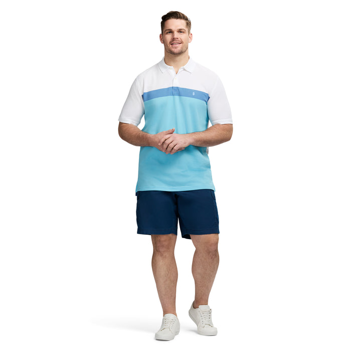 Izod BIG & TALL ADVANTAGE PERFORMANCE SHORT SLEEVE STRIPE POLO - BRIGHT WHITE