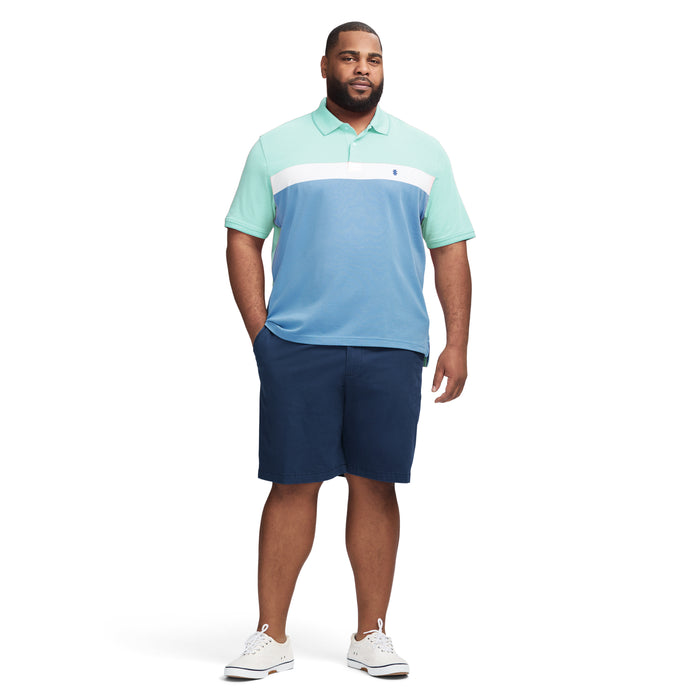 Izod BIG & TALL ADVANTAGE PERFORMANCE SHORT SLEEVE STRIPE POLO - BERYL GREEN