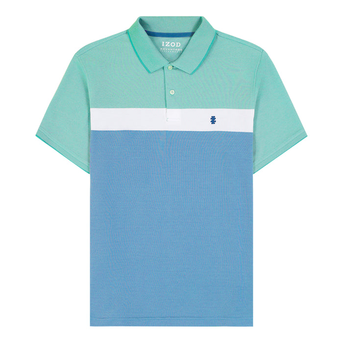 Izod BIG & TALL ADVANTAGE PERFORMANCE SHORT SLEEVE STRIPE POLO - BERYL GREEN