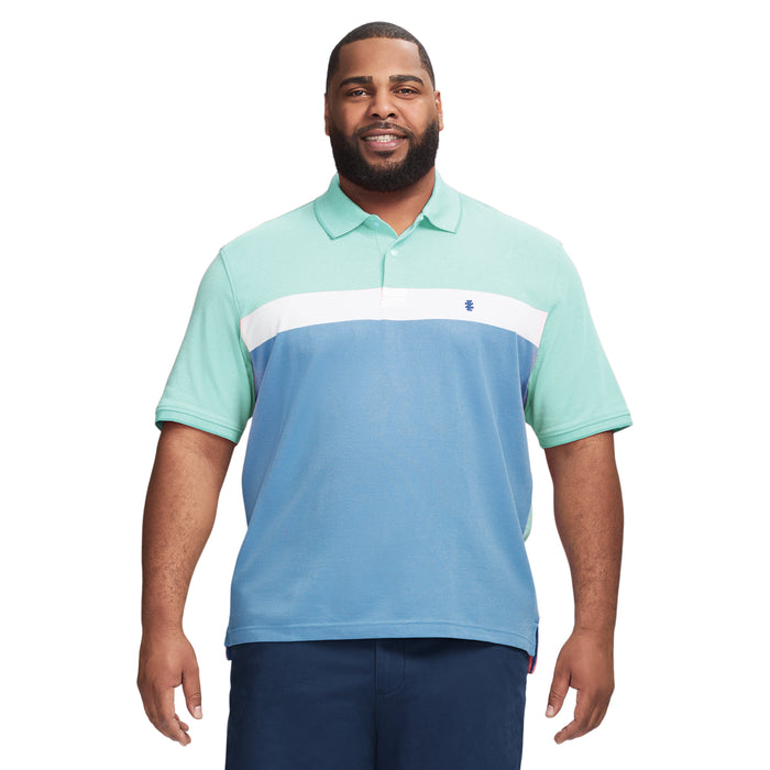 izod BIG & TALL ADVANTAGE PERFORMANCE SHORT SLEEVE STRIPE POLO - BERYL GREEN