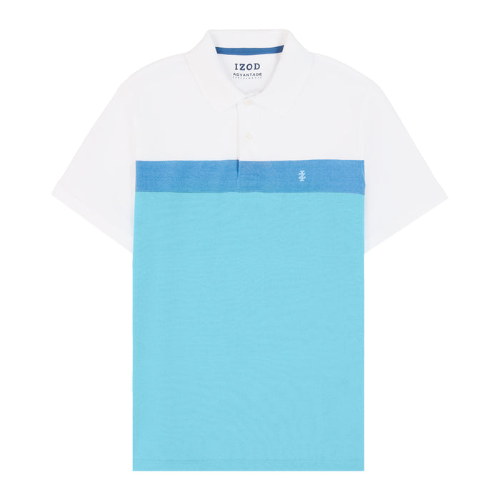 Izod BIG & TALL ADVANTAGE PERFORMANCE SHORT SLEEVE STRIPE POLO - BRIGHT WHITE