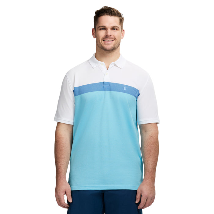 izod BIG & TALL ADVANTAGE PERFORMANCE SHORT SLEEVE STRIPE POLO - BRIGHT WHITE