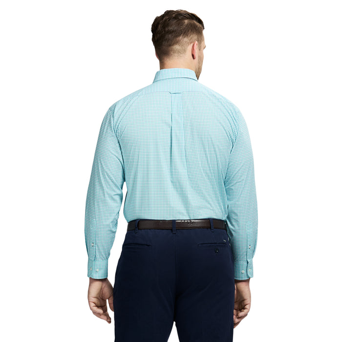 Izod BIG & TALL ALL-OVER STRETCH BUTTON DOWN DRESS SHIRT - LIMPET SHELL
