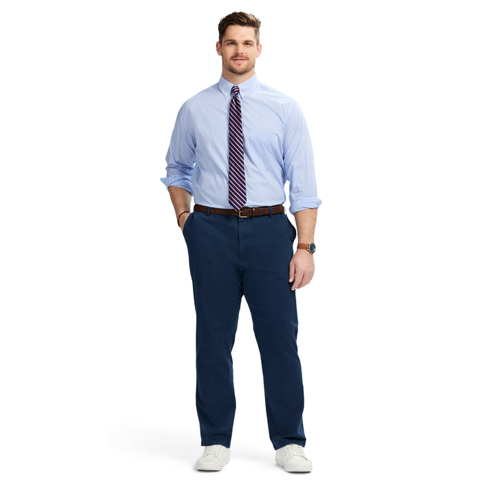 Izod BIG & TALL ALL-OVER STRETCH BUTTON DOWN DRESS SHIRT - BLUE