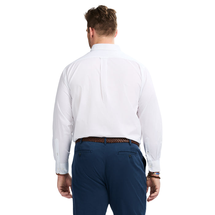 Izod BIG & TALL ALL-OVER STRETCH BUTTON DOWN DRESS SHIRT - WHITE