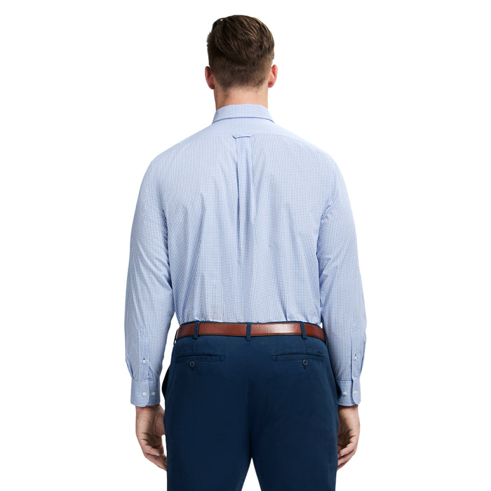 Izod BIG & TALL ALL-OVER STRETCH BUTTON DOWN DRESS SHIRT - BLUE