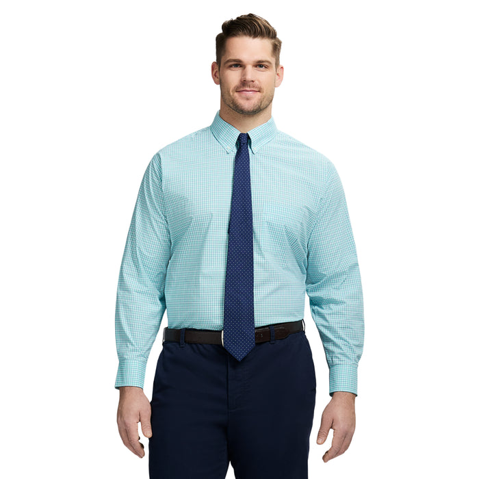 izod BIG & TALL ALL-OVER STRETCH BUTTON DOWN DRESS SHIRT - LIMPET SHELL