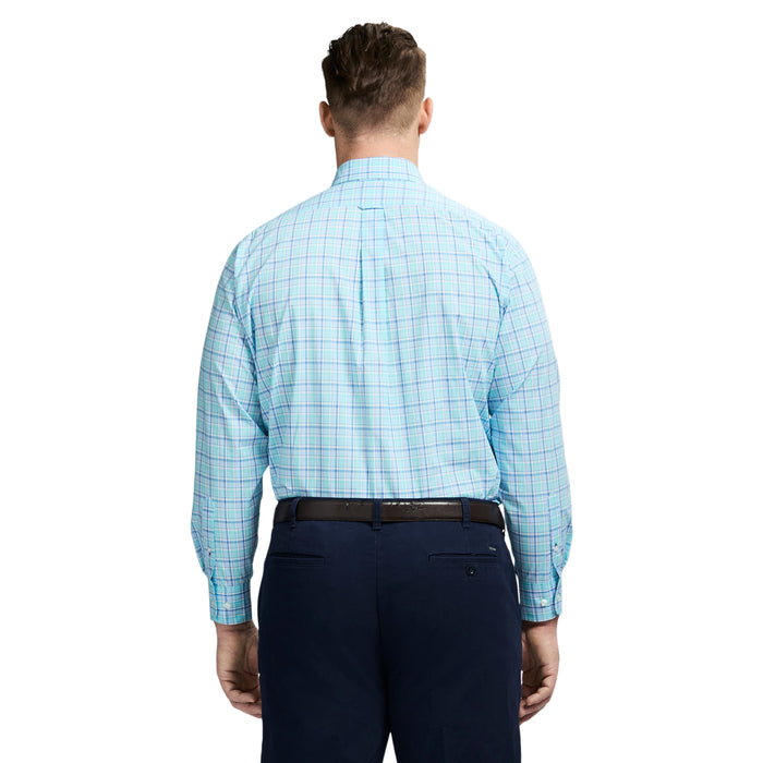 Izod BIG & TALL ALL-OVER STRETCH BUTTON DOWN DRESS SHIRT - LIMPET SHELL