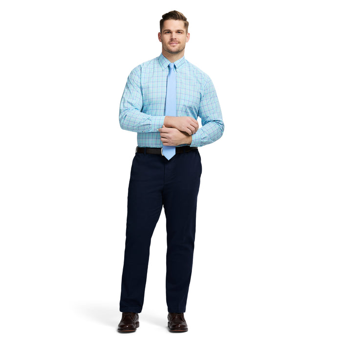 Izod BIG & TALL ALL-OVER STRETCH BUTTON DOWN DRESS SHIRT - LIMPET SHELL