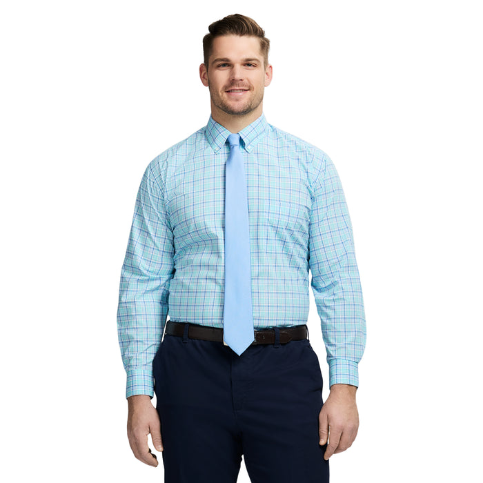 izod BIG & TALL ALL-OVER STRETCH BUTTON DOWN DRESS SHIRT - LIMPET SHELL