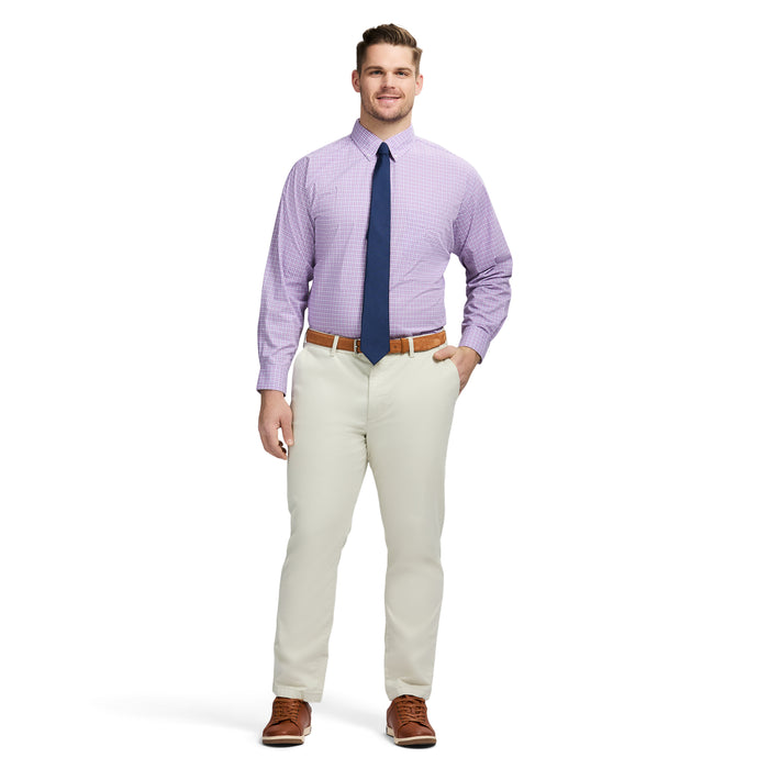 Izod BIG & TALL ALL-OVER STRETCH BUTTON DOWN DRESS SHIRT - SHEER LILAC