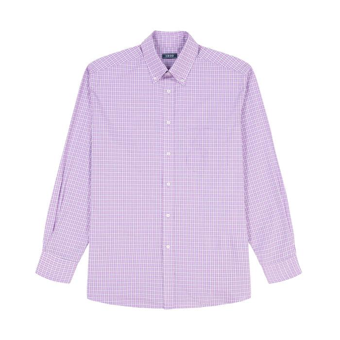 Izod BIG & TALL ALL-OVER STRETCH BUTTON DOWN DRESS SHIRT - SHEER LILAC