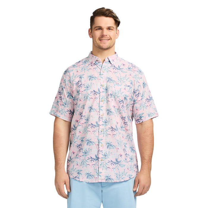izod BIG & TALL DOCKSIDE SHORT SLEEVE CHAMBRAY PRINTED SHIRT - NOSEGAY