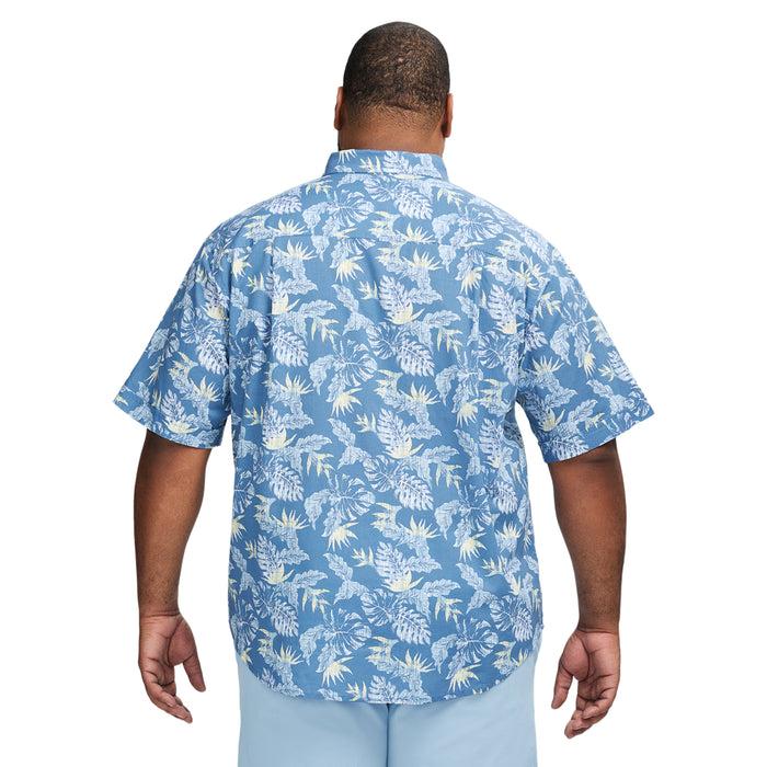 Izod BIG & TALL DOCKSIDE SHORT SLEEVE CHAMBRAY PRINTED SHIRT - MOONLIGHT BLUE