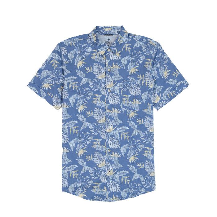 Izod BIG & TALL DOCKSIDE SHORT SLEEVE CHAMBRAY PRINTED SHIRT - MOONLIGHT BLUE
