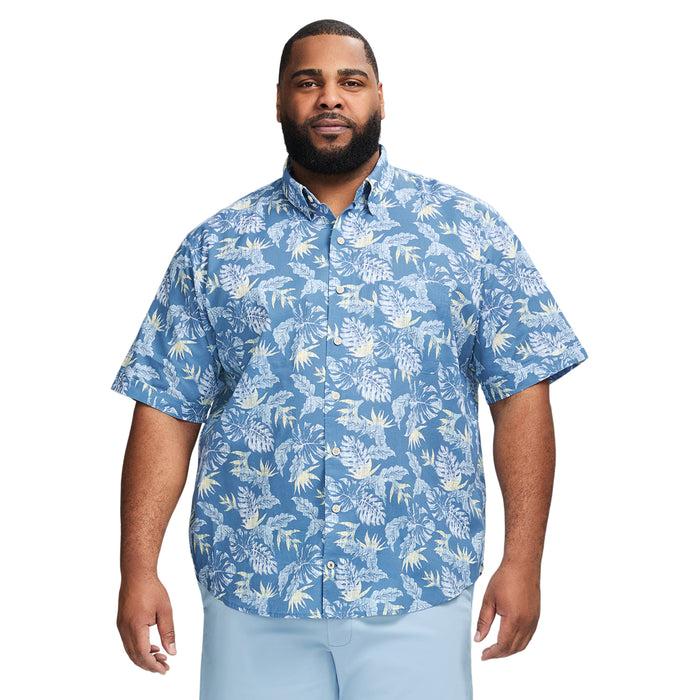 izod BIG & TALL DOCKSIDE SHORT SLEEVE CHAMBRAY PRINTED SHIRT - MOONLIGHT BLUE