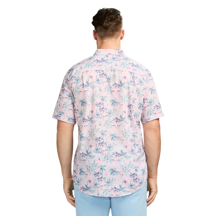 Izod BIG & TALL DOCKSIDE SHORT SLEEVE CHAMBRAY PRINTED SHIRT - NOSEGAY