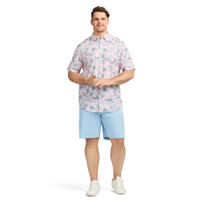 Izod BIG & TALL DOCKSIDE SHORT SLEEVE CHAMBRAY PRINTED SHIRT - NOSEGAY