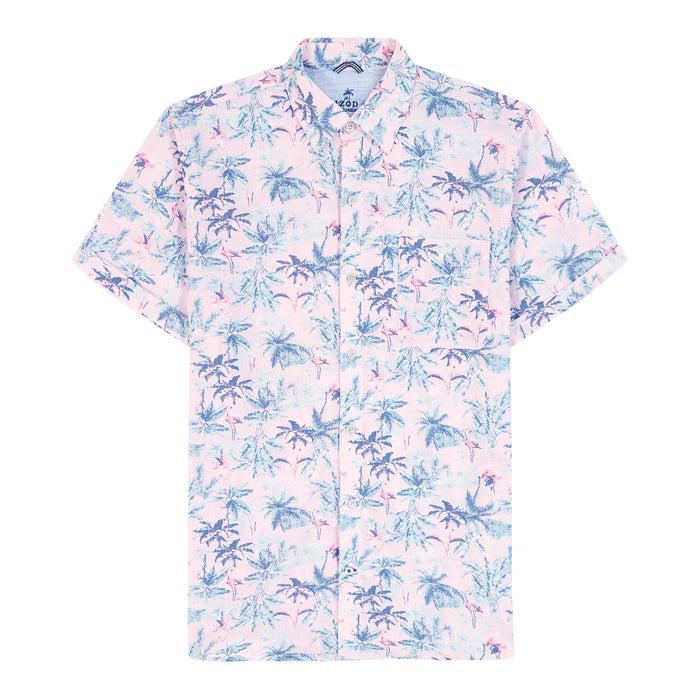 Izod BIG & TALL DOCKSIDE SHORT SLEEVE CHAMBRAY PRINTED SHIRT - NOSEGAY