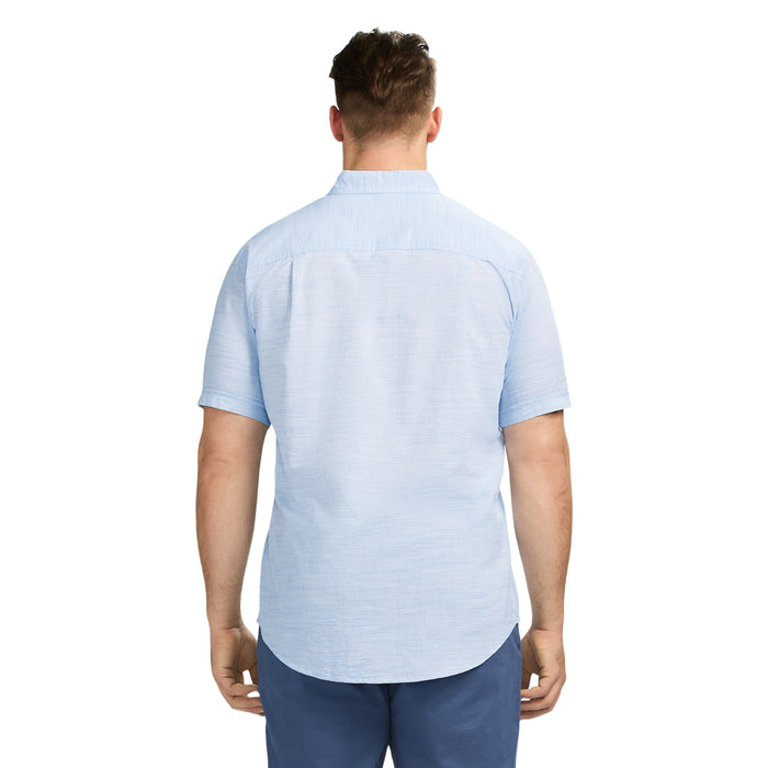 Izod BIG & TALL DOCKSIDE SHORT SLEEVE CHAMBRAY SHIRT - BLUE REVIVAL
