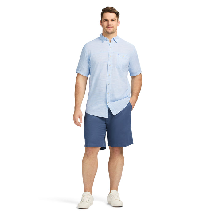 Izod BIG & TALL DOCKSIDE SHORT SLEEVE CHAMBRAY SHIRT - BLUE REVIVAL