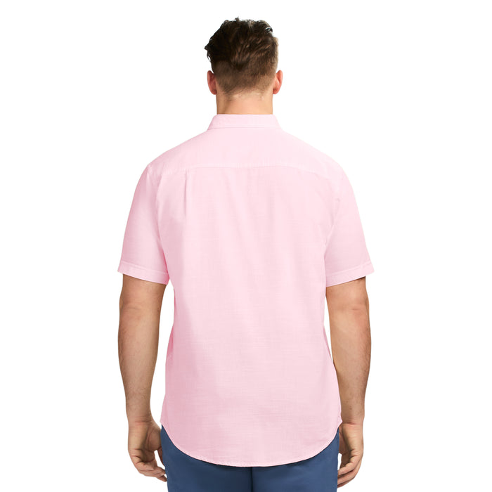 Izod BIG & TALL DOCKSIDE SHORT SLEEVE CHAMBRAY SHIRT - PINK CARNATION