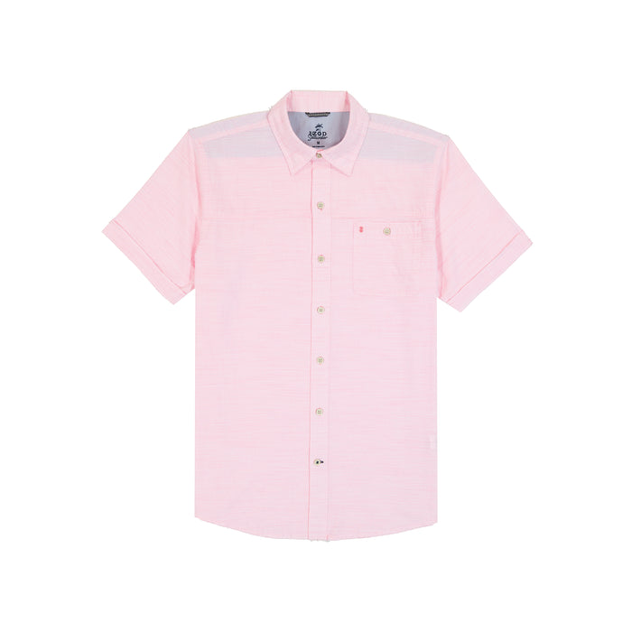 Izod BIG & TALL DOCKSIDE SHORT SLEEVE CHAMBRAY SHIRT - PINK CARNATION