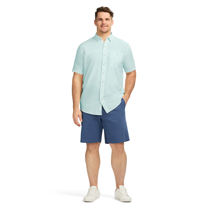 Izod BIG & TALL DOCKSIDE SHORT SLEEVE CHAMBRAY SHIRT - WASABI