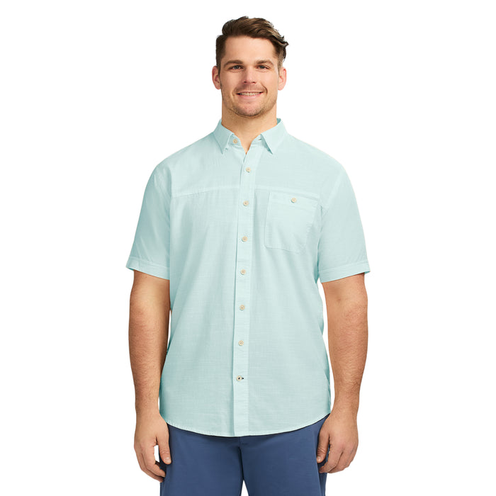 izod BIG & TALL DOCKSIDE SHORT SLEEVE CHAMBRAY SHIRT - WASABI