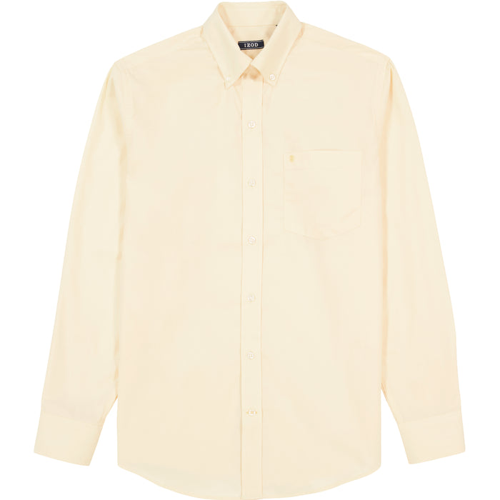 Izod BIG & TALL PERFORMANCE COMFORT LONG SLEEVE BUTTON DOWN SHIRT - GOLDEN CREAM